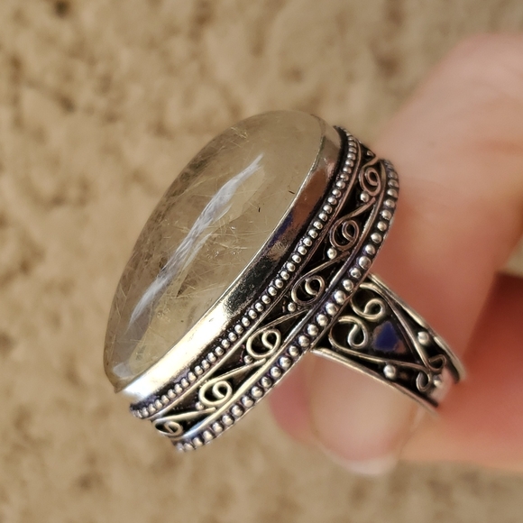 New Golden Rutile 925 Silver Ring. - Picture 7 of 13